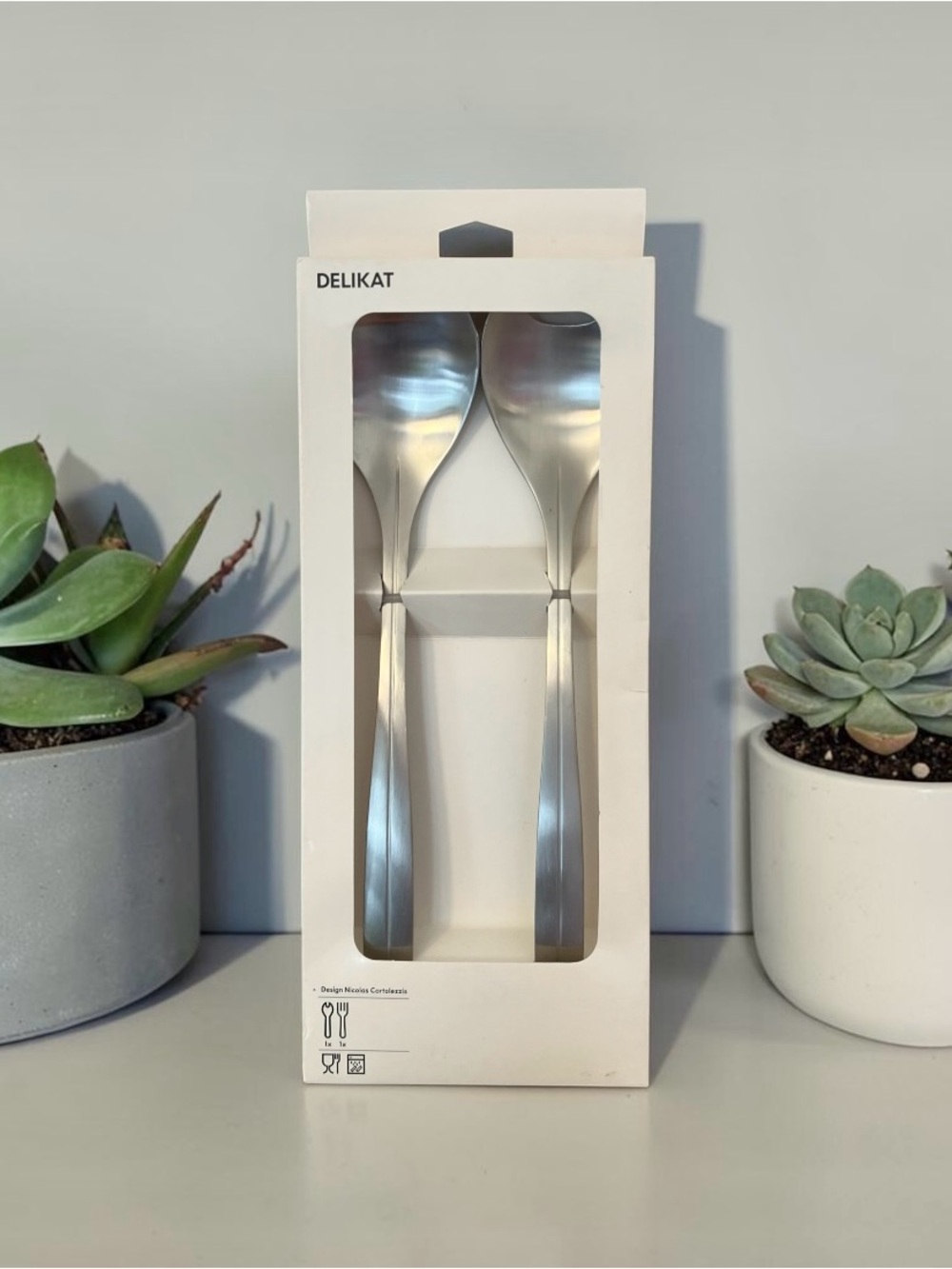 IKEA Delikat 2 Pc Satin Stainless Serving Utensil Set NEW 12” Discontinued